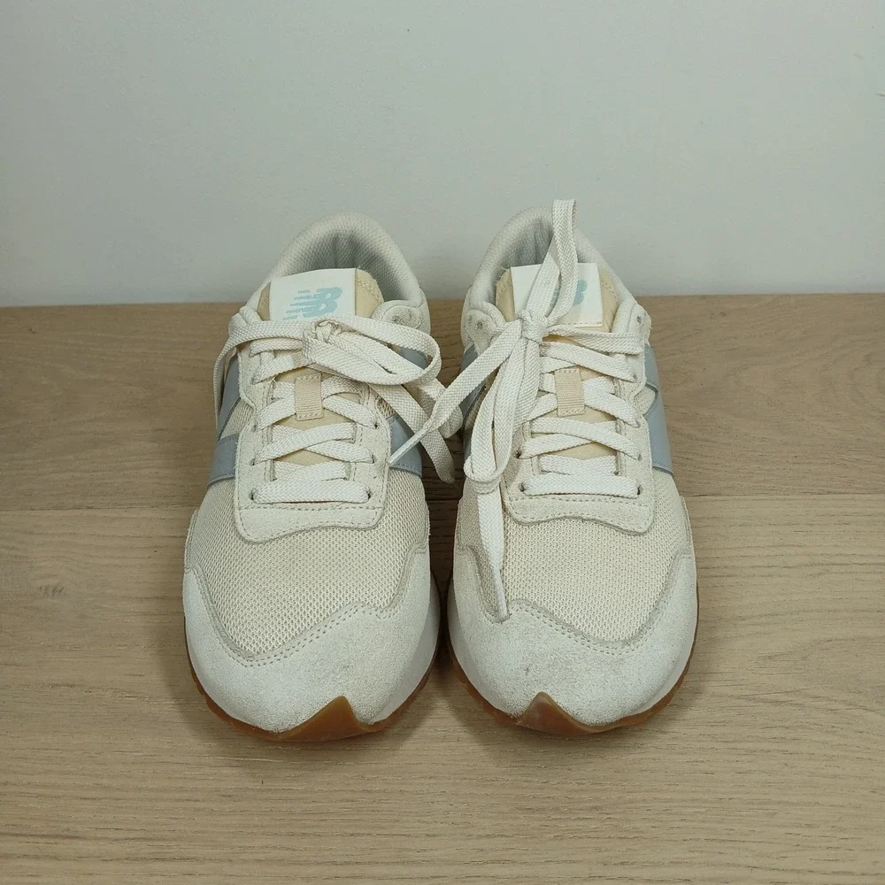 New Balance 237 Sneakers Womens 7.5 Cream Gray Suede Mesh Retro Platform Runner